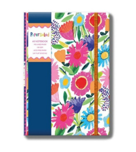 Taccuino con elastico  A5 Righe Paper Salad. Fiore fluo