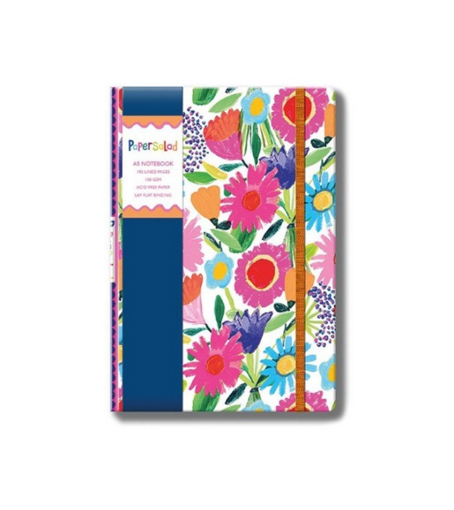 Taccuino con elastico  A5 Righe Paper Salad. Fiore fluo