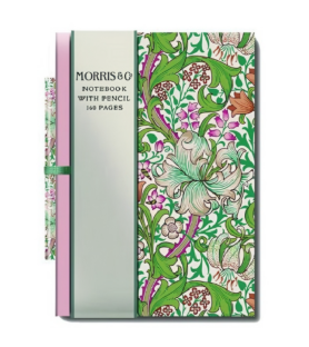 William Morris-Mini quaderno con matita con motivo floreale. 9 x 1,5 x 14 cm