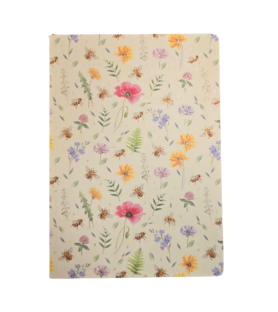 Quaderno 15x21 CM.192 Pagine a righe con labbratura in oro. Api e fiori