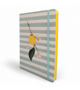 Taccuino soft Dolce Vita Limoni e righe Bordi Gialli - 256 Pagine a Righe
