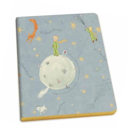 Quaderno 14.8x21 CM. 192 Pagine a righe con labbratura in oro. Il piccolo Principe