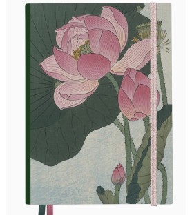 Quaderno Taccuino in raso/cotone con fiori di loto in fiore (Ohara Koson, Rijksmuseum)