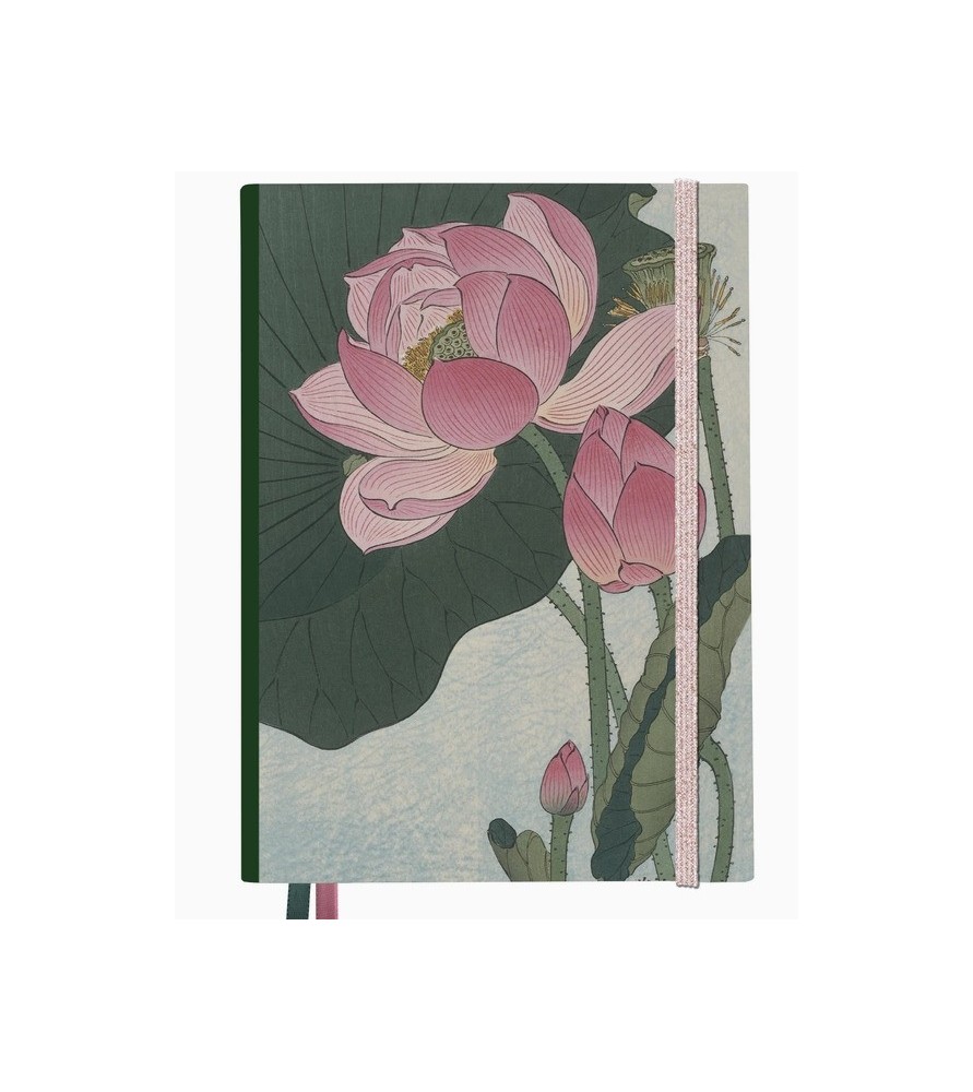 Quaderno Taccuino in raso/cotone con fiori di loto in fiore (Ohara Koson, Rijksmuseum)