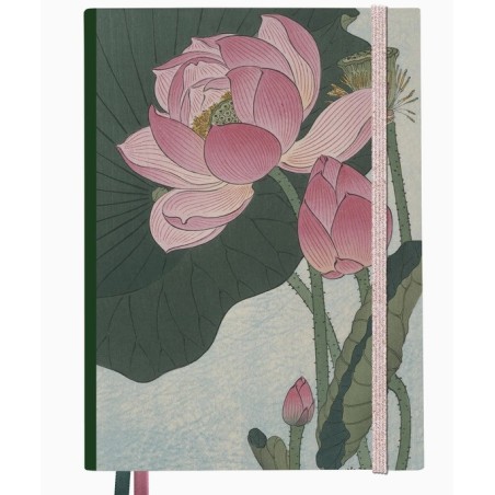 Quaderno Taccuino in raso/cotone con fiori di loto in fiore (Ohara Koson, Rijksmuseum)