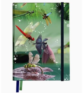 Taccuino soft touch - Dragonfly. 13,5 x 18,5 x 1,5 cm. Pagine bianche.