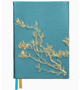 Quaderno ricamato - Fiore di mandorla. 13,5 x 18,5 x 1,5 cm