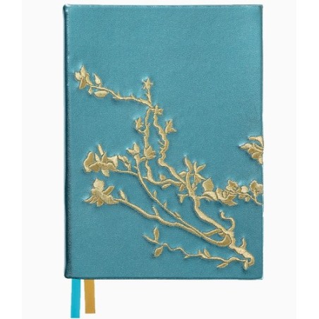 Quaderno ricamato - Fiore di mandorla. 13,5 x 18,5 x 1,5 cm