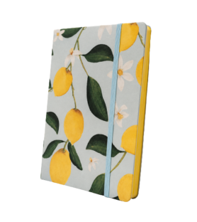 Taccuino soft Dolce Vita Limoni e foglie Bordi Gialli - 256 Pagine a Righe