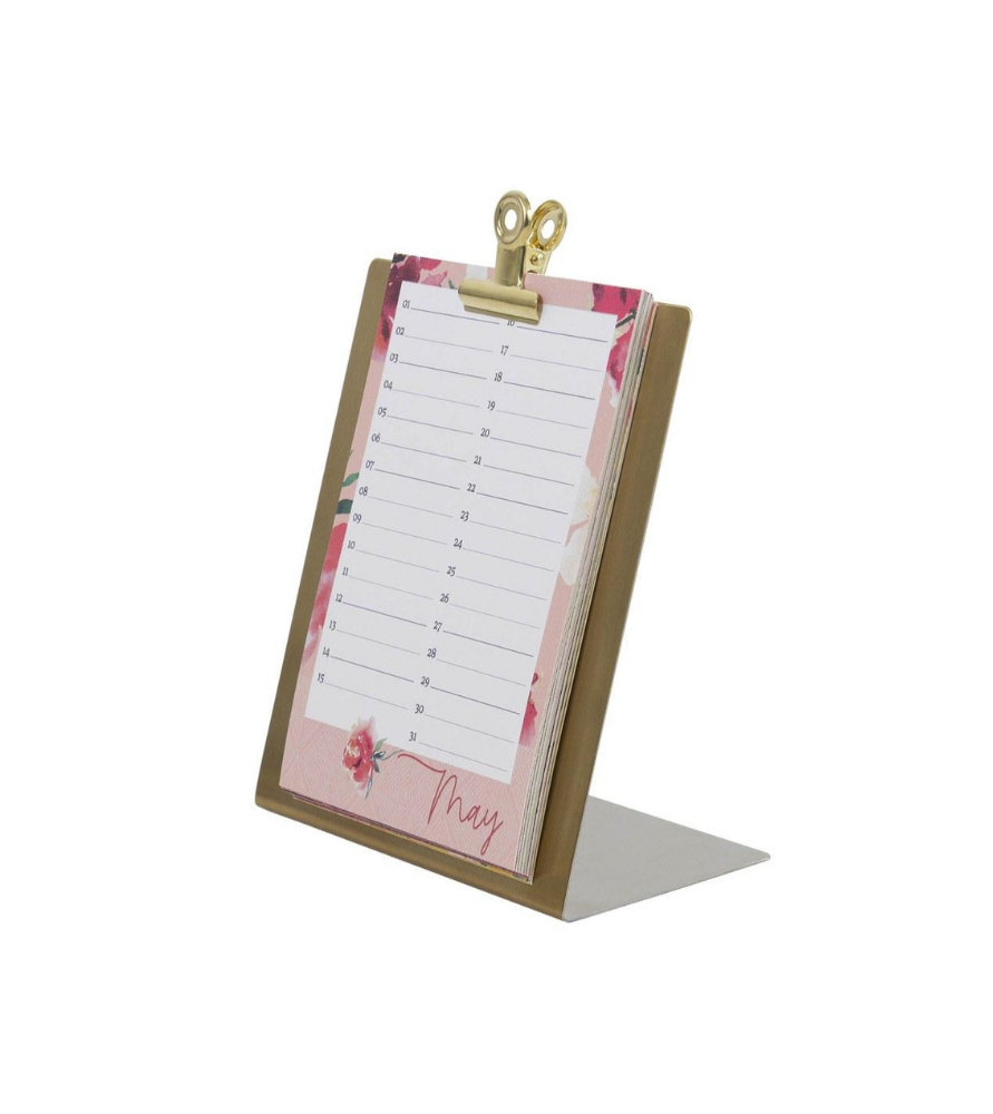 Calendario da tavolo con base acquerello rosa. Arte&bene